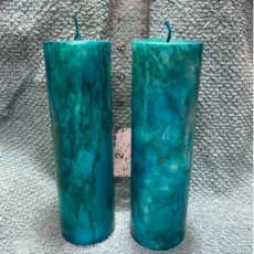 Large pillar fluid colored candles pack of two