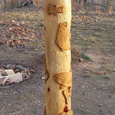 FOR THE FISHERMAN - BASS AND TROUT RELIEF HAND CARVED CEDAR POLE