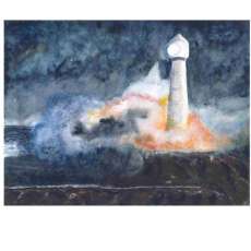Watercolor painting of lighthouse