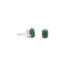 Faceted Oval Beryl Emerald Green Earrings