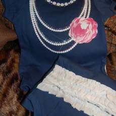 Baby Blue Necklace(s) Bling Onesie w/ Pink Flower