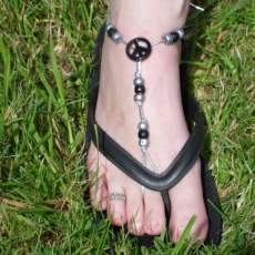 black peace sign barefoot sandals