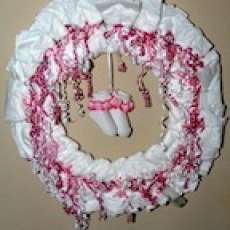 24" BABY GIRL WREATH WITH SOCKS AND FAVOR RATTLE AND BOTTLE
