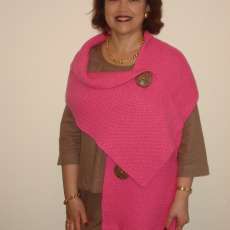Hand knitted Egyptian Cotton 3 button shawl