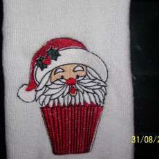 Machine Embroidered Santa Cupcake