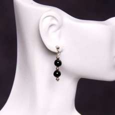 Black Onyx and Sterling Silver Post Earrings