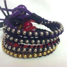 Ball Chain Bracelets on Leather