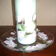 Hand Painted glass plate and hand painted candle