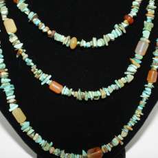 Triple Strand Turquoise and Carnelian Necklace