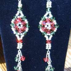 Right Angle Weave Dangling Flower Earrings