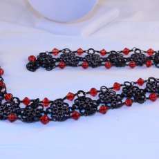 Black, Red and Gunmetal ChainMaille Necklace