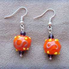 Orange, Purple, and Yellow Lampwork Beads