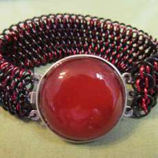 Dragonscale Chainmaille with Red Agate Clasp