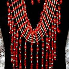 Home Spun Charm presents This One of a Kind Red Dazzle Necklace & Earring Set