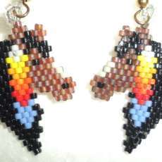 Horse Head with Feather Beaded Earrings