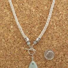 Sterling Silver Viking Knit Necklace with Amazonite Drop