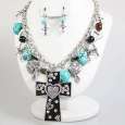 Chunky Cross Charm Necklace Set