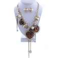 Chunky Cascade Leopard Animal Heart Necklace Set