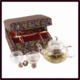 Glass Tea Pot Set with Flowering Tea (Blue)
