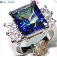 Sterling Silver Mystic Topaz Ring w/Zircon Stones