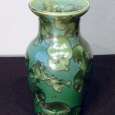 Emerald Green and Gold Crystalline Vase