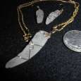 Natural White Textured Sea Glass Y Gold Set