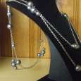 60" Silver/Grey Multi sized pearl necklace
