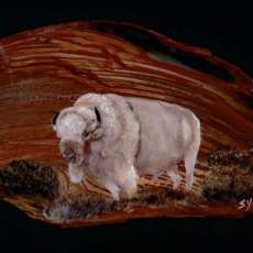 White Buffalo painted on Jasper