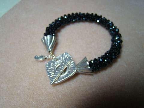 Black Crystal Kumihimo Bracelet