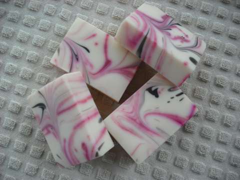 pink & black swirl soap