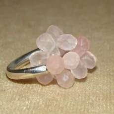 Pink quartz sterling silver ring