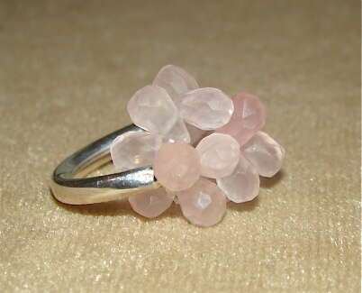 Pink quartz sterling silver ring