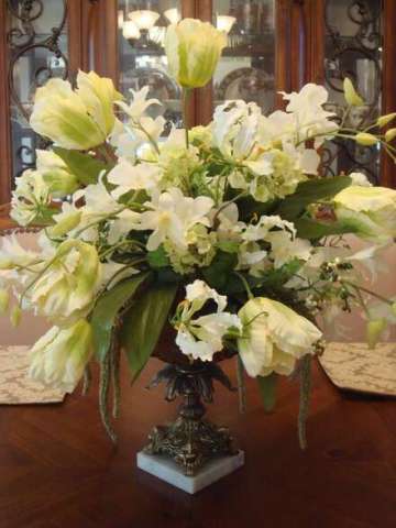 Orchids and Tulips Pedestal Arrangement