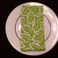 Handmade Linens Green Leaf Print Dinner Napkin