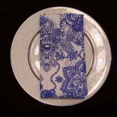 Handmade Linens Blue & White Damask Dinner Napkin
