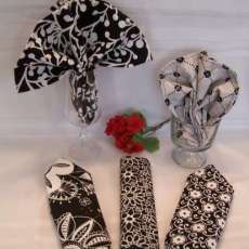 Assortment of Black & White Fabric Napkins