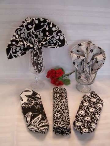 Assortment of Black & White Fabric Napkins