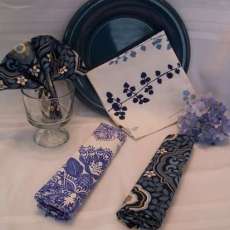 Assortment of Blue Table Linen Fabric Napkins