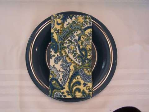 Handmade Blue & Yellow Dinner Fabric Napkin