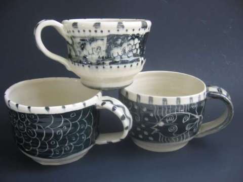 clay thrown mugs