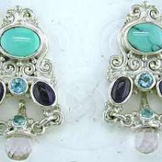 earrings w/ multi stones and blue topaz briolettes