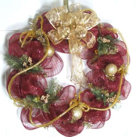 Burgandy and Gold Christmas Wreath