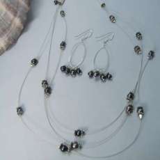 Black Pearl & Silver Illusion necklace