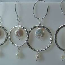 Pear and Silver Hoop Earrings