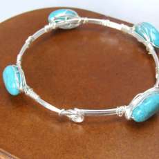 Turquoise and Silver Bangle Bracelet
