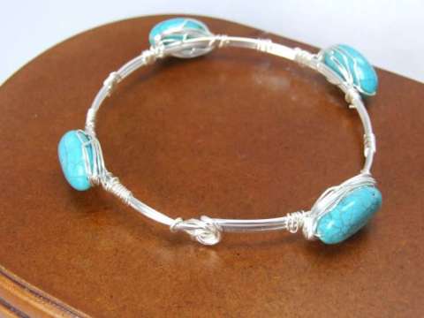 Turquoise and Silver Bangle Bracelet
