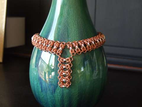 Byzantine Ladder necklace in copper and sterling silver