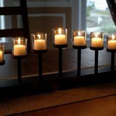 7 Candle Black Elevated Crowned Votive Set