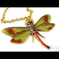 Green and Red Dragonfly Necklace