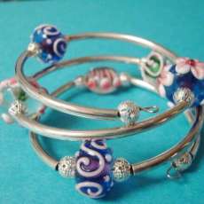 Lampwork Glass Beaded Coil Bracelet